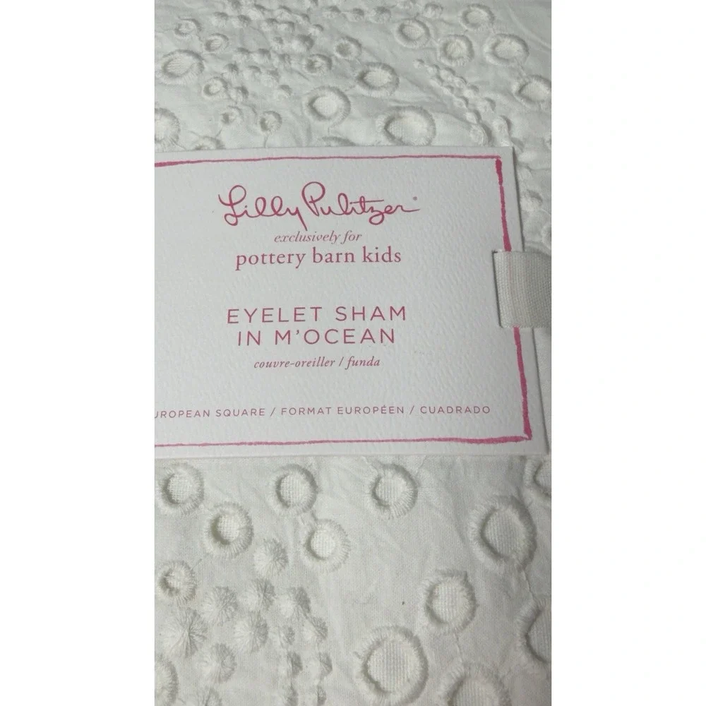 Pottery Barn Lilly Pulitzer Ocean Eyelet EURO Sham White